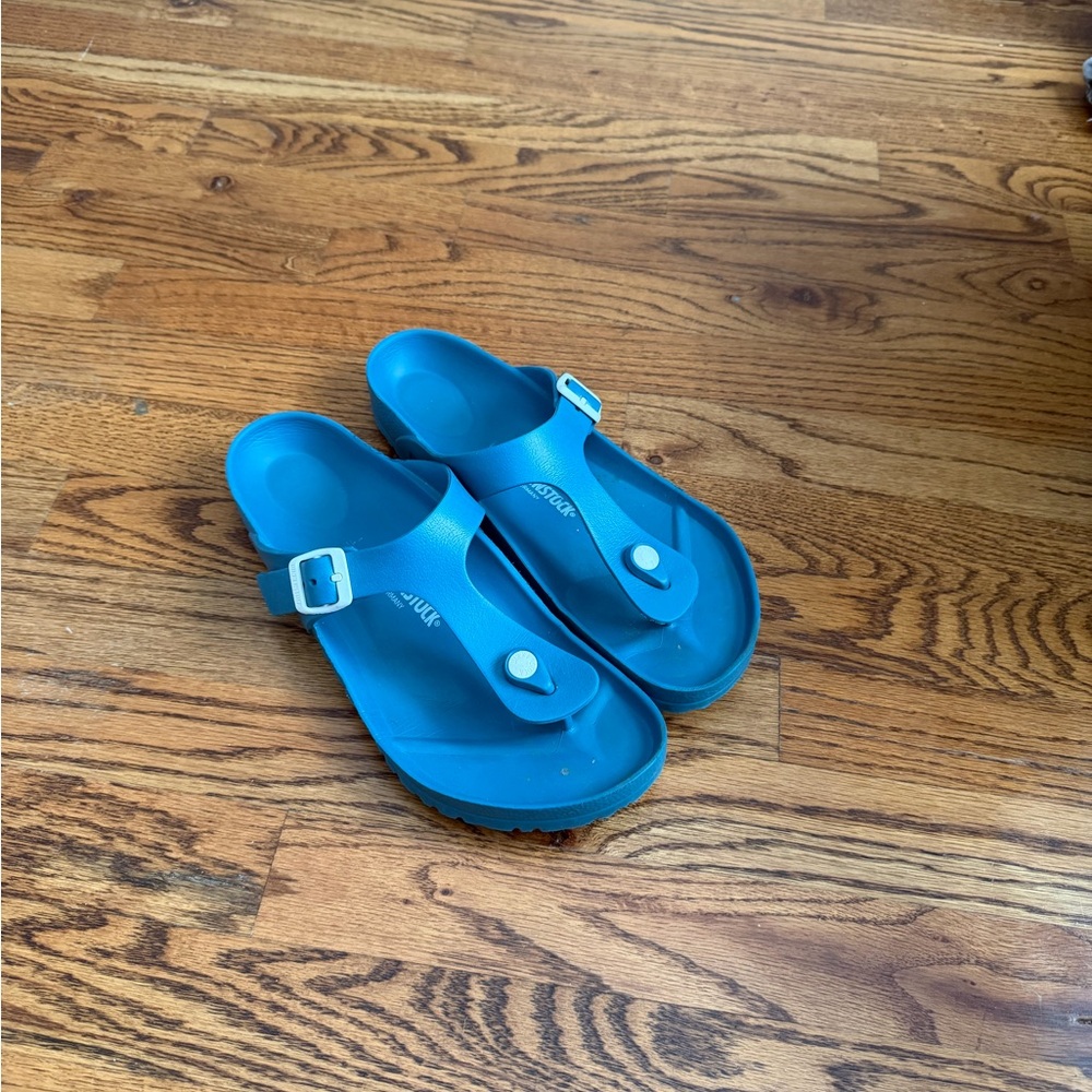 Birkenstock Womens Blue Toe-Post Sandals with Adjustable Strap
